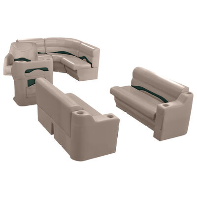 Toonmate Premium Pontoon Furniture Rear Entry Wraparound Package, Mocha/Green